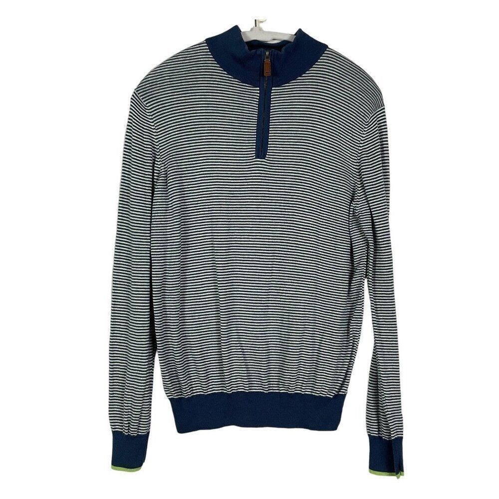 Vineyard Vines Men's Half-Zip Striped Pullover Sweater XS Navy/White Pima Cotton